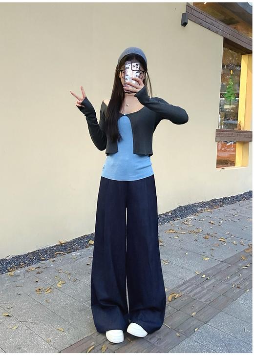 【YW】无忧购春季新款时尚百搭显瘦复古弯刀阔腿裤女Q-A9077（截单后3-5天发货） 商品图7