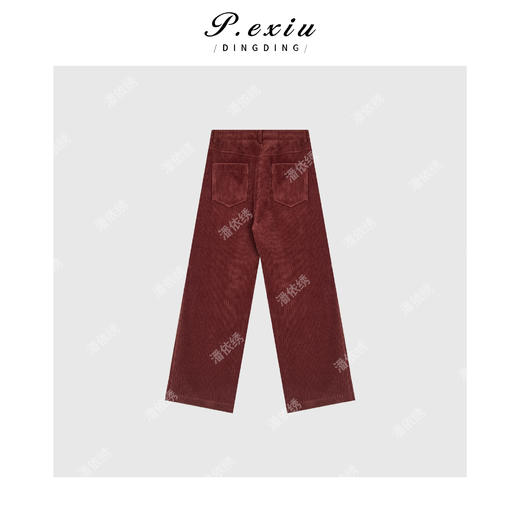 A008潘依绣丁丁宠粉PanYiXiu/潘依绣100%棉加厚磨绒灯芯绒时髦复古休闲裤 W-62453-2 商品图2