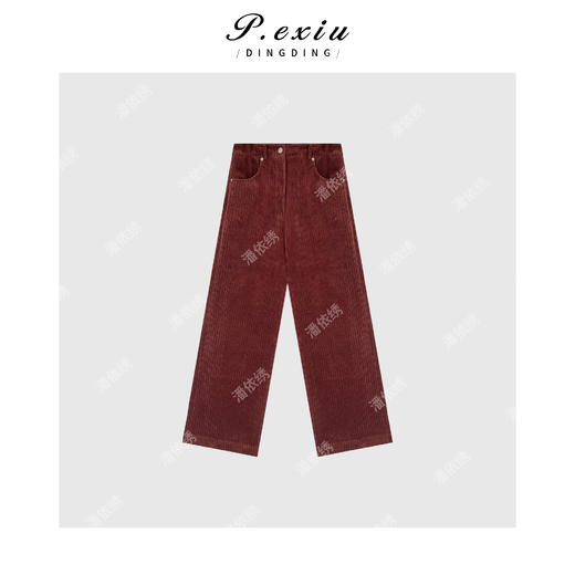 A008潘依绣丁丁宠粉PanYiXiu/潘依绣100%棉加厚磨绒灯芯绒时髦复古休闲裤 W-62453-2 商品图1