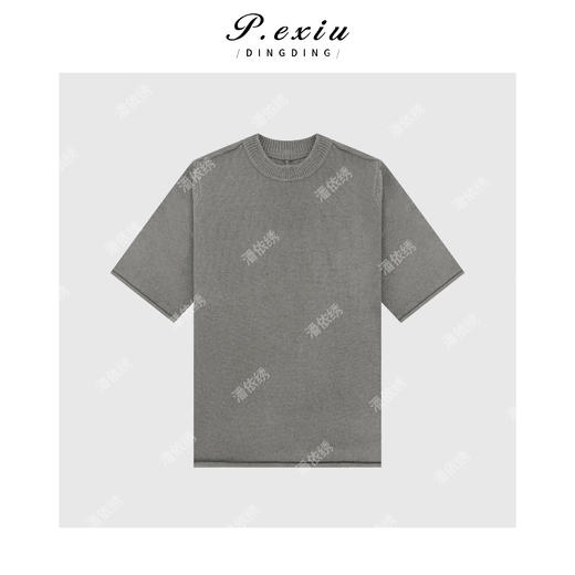 A008潘依绣丁丁宠粉PanYiXiu/潘依绣羊-毛老钱风螺纹圆领针织短袖毛衣 ZZ0696 商品图1