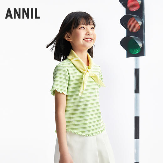 女童圆领短袖针织衫夏季新款安奈儿童装EG621713 商品图1