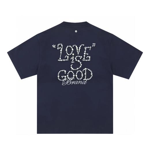 F022730珍珠标语字母情侣宽松显瘦圆领短袖T恤 商品图6