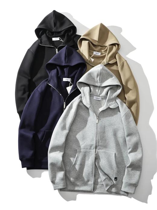 【nsn-H0703】男子简约素色百搭休闲连帽拉链卫衣！！ 商品图1