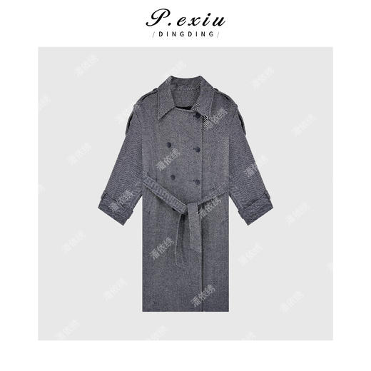 A008潘依绣丁丁宠粉羊-毛-韩系复古高级双排扣大衣Q3678 商品图0