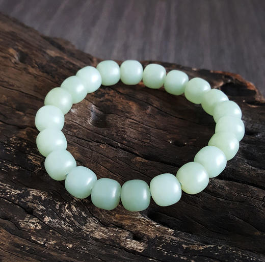 【天然正品】天然细腻无杂裂约9*10MM青玉和田玉桶珠手串250226NJS13 商品图2