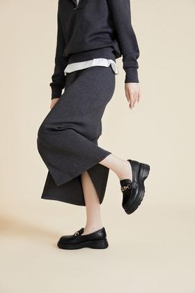 千百度复古厚底乐福鞋春季增高小皮鞋真皮通勤美拉德单鞋A24120712