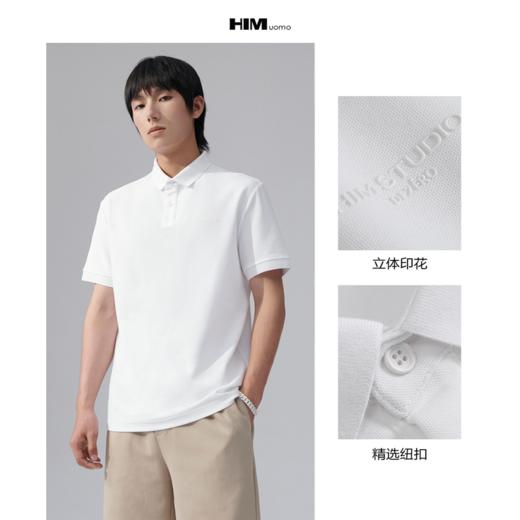 汉崇 时尚立体印花POLO男潮流休闲舒适短袖套头保罗衫2025夏季 商品图3