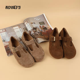 和诚行2026春季新款时尚百搭女式平底复古真皮勃肯单鞋1930127