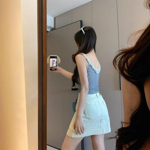 【甜妹纯欲风❗️蕾丝拼接吊带背心】春夏田园风格，纹蕾丝花边蝴蝶结上衣「三色可选」每个颜色超级百搭，面料舒适贴身显瘦，修身打底上衣小吊带L 商品图3