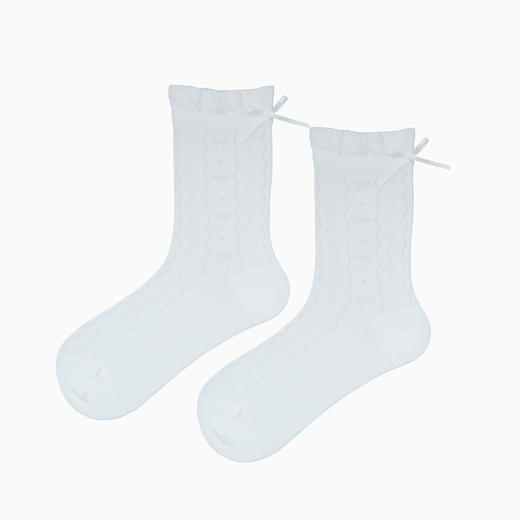 【59元3双】女士春夏时尚堆堆袜蝴蝶结荷叶边薄袜舒适百搭女袜【2612501】 商品图4