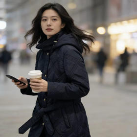 到手价218元 Jones New York 女士绗缝连帽束腰中长款棉服 主打通勤与日常穿搭，白菜价，性价比高 美国代购，无中文标签，介意慎拍