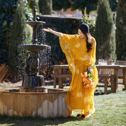 【林栖设计小店】浮云逸然|桑蚕丝鱼子缬印花优雅百搭多色2026夏新款宽松半身裙1962020 商品图1