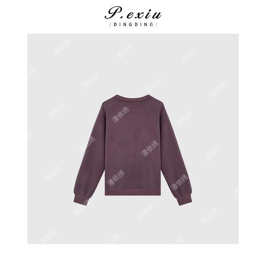 A008潘依绣丁丁宠粉韩系减龄植绒字母圆领长袖T恤Q17020 商品图1