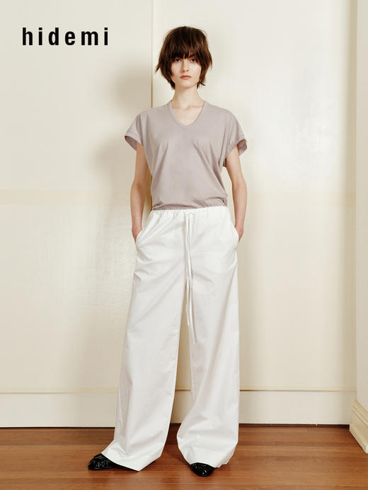 hidemi副线小h 全棉松弛感简约抽绳直筒长裤休闲裤 商品图9