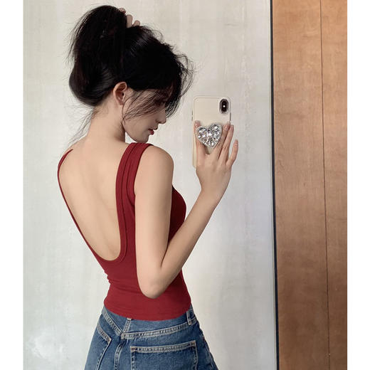 【纯欲辣妹风❗️美背吊带背心】可盐可甜单穿内搭都好看，包裹不束缚，怎么搭都好看～，面料舒适贴身显瘦，修身打底上衣小吊带L 商品图2