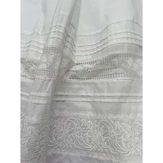 【贝拉推荐】灵魂契合 100%全棉白色A字半裙 蕾丝刺绣法式混搭 波西米亚风格度假日常都合适 橡筋腰头不挑身材 商品图6