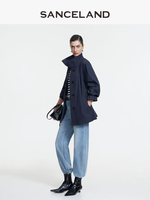 三石一澜SANCELAND薄棉立领风衣SK15202067 商品图1