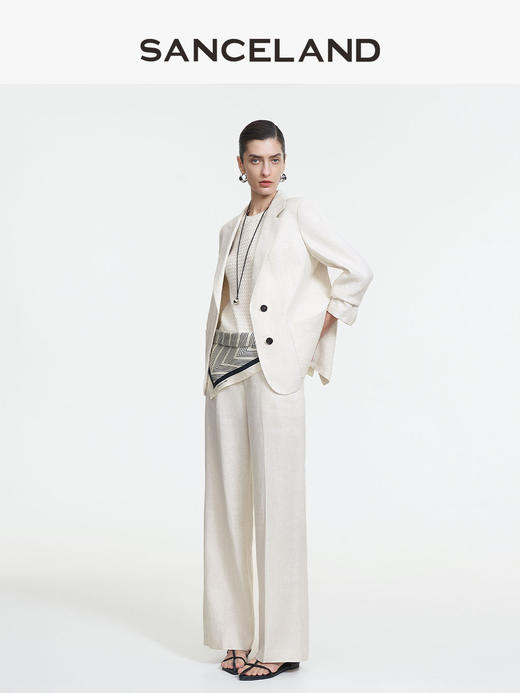 三石一澜SANCELAND丝麻平驳领套西（西服SK15102084；裤子SK12103085） 商品图1