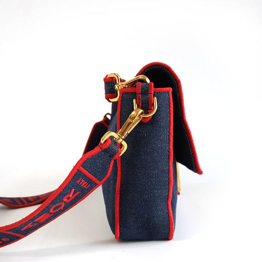 【95新】FENDI芬迪8BR771大号蓝色拼红色牛仔Baguette法棍单肩斜挎包中性款250226NJS23 商品图2