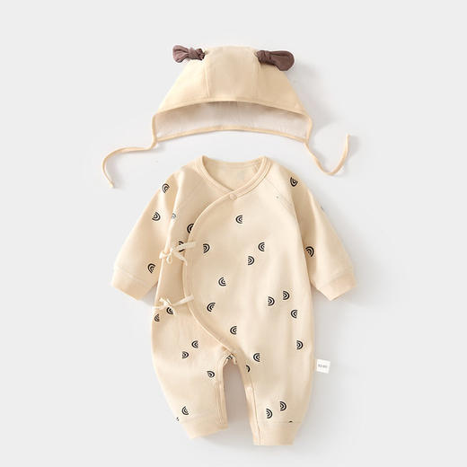 新生儿蝴蝶衣送帽子婴儿连体衣哈衣春秋纯棉初生和尚服爬服宝宝 商品图2