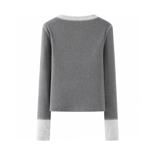 F022726春季新款圆领长袖简约T恤套头上衣打底 商品图1