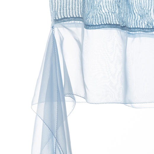 【林栖设计小店】流水潺潺|浅兰色镂空肌理飞片拼接2026夏新款毛织上衣1962173 商品图7