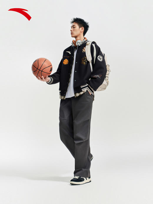 安踏美式高街棒球服夹克男士新款字母刺绣撞色休闲外套152611738 商品图3