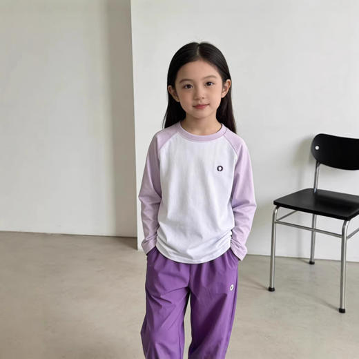 儿童春款三件套！2026条纹插肩圆领衫撞色拼接长袖插肩打底三件套装！ 商品图3