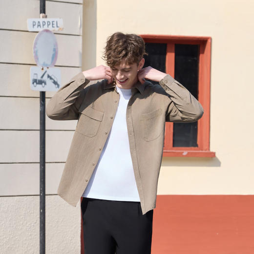 半身缘男装 春季复古韵味工装感休闲百搭衬衫261312U01010204 商品图2