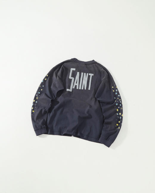 点此购买 Saint Mx6迪士尼联名魔法米奇重磅水洗破坏做旧高街长袖卫衣 md 340964 商品图7