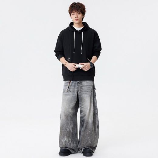 【DSL】大依优型大码男装连帽卫衣简约休闲百搭运动长袖加肥加大码上衣 商品图2