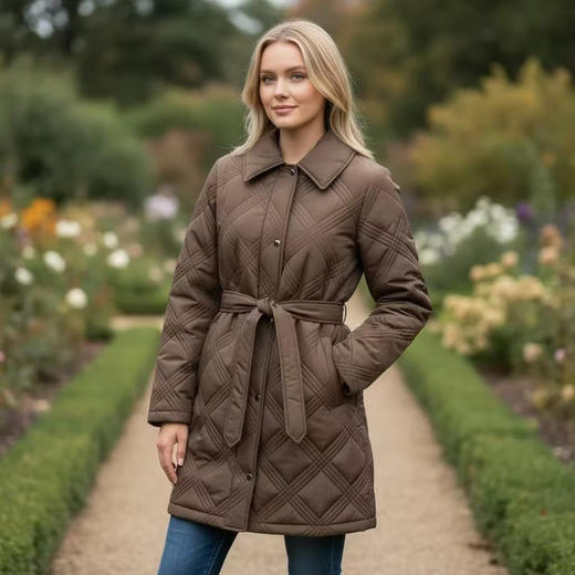 到手价218元 Jones New York 女士绗缝连帽束腰中长款棉服 主打通勤与日常穿搭，白菜价，性价比高 美国代购，无中文标签，介意慎拍 商品图3