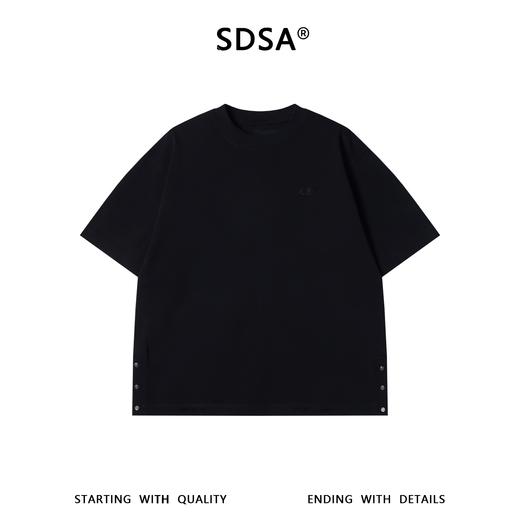 20370SDSA男装2026新款重磅纯棉短袖T恤侧开叉按扣设计感宽松圆领上衣 商品图1