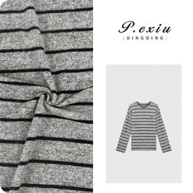 A008潘依绣丁丁宠粉秋冬绒面舒适保暖韩系条纹长袖T恤 G9052