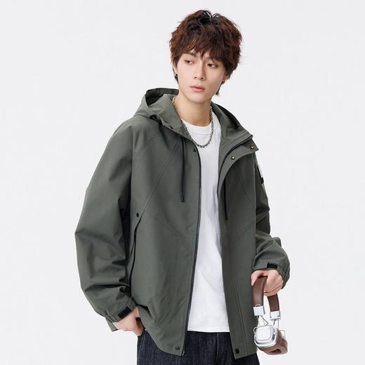 【DSL】大依优型大码男装春秋休闲夹克连帽百搭运动长袖外套加大码上衣 商品图1