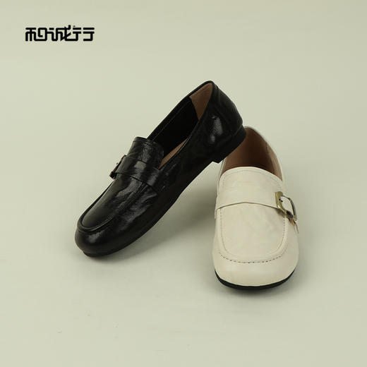 和诚行2026春季新款法式英伦风小皮鞋舒适百搭一脚蹬乐福鞋1930117 商品图3