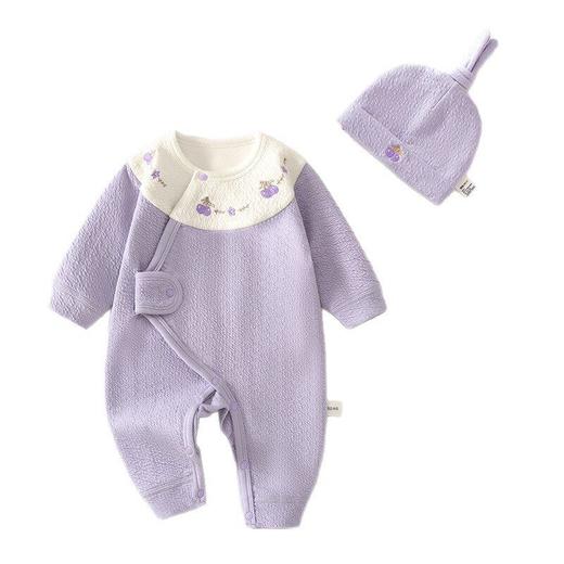 新生儿婴儿蝴蝶衣舒绒连体衣宝宝春秋送帽子爬服初生和尚服哈衣 商品图4