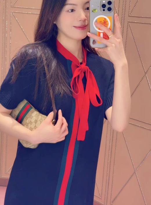 F022758春夏新款撞色蝴蝶结系带polo连衣裙 商品图4