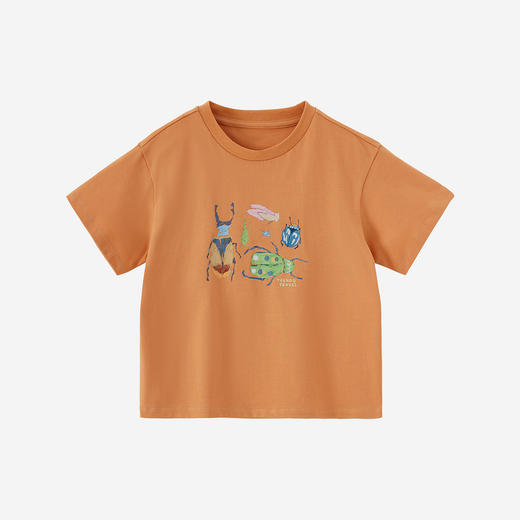 【100%精梳棉】英氏儿童衣服男童夏装短袖T恤圆领百搭上衣针织卡通纯棉薄款上衣 商品图4