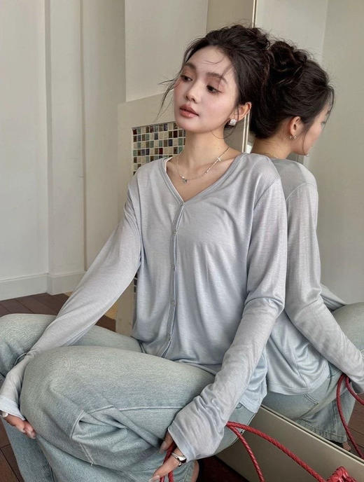 澄鱼生活天丝清风开衫 丝滑柔软的触感上身超显气质 商品图3