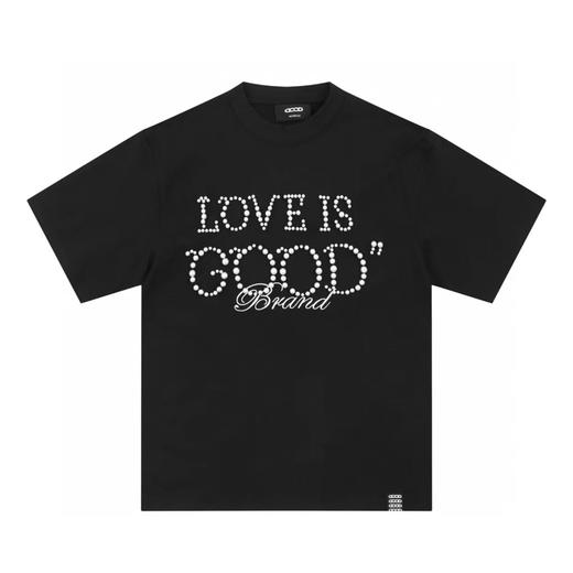 F022730珍珠标语字母情侣宽松显瘦圆领短袖T恤 商品图1