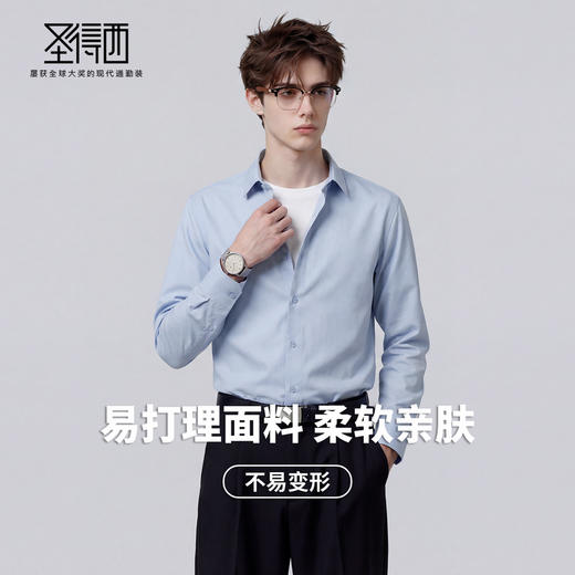 【易打理】圣得西男士高端长袖衬衫2026新款春季高级商务绅士上衣 商品图2