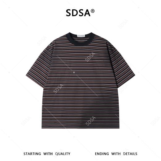 9777SDSA男装2026新款休闲圆领T恤印花撞色短袖春夏百搭条纹清新风 商品图1