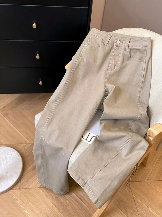 F022722日系工装牛仔裤女春季显瘦宽松阔腿裤微弯刀休闲裤 商品图12