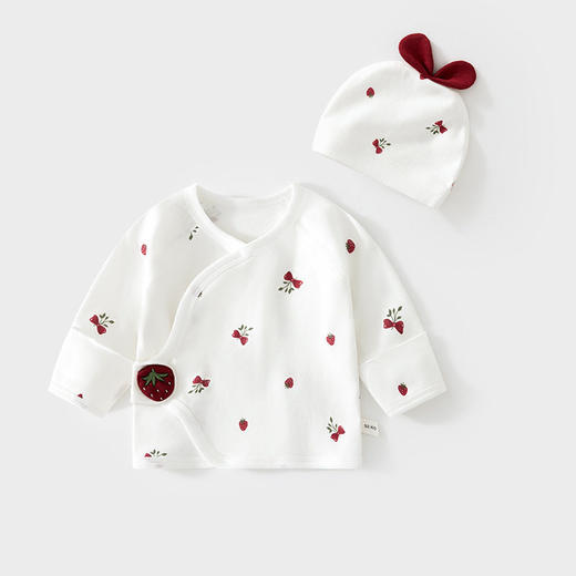 新生婴儿半背内衣服纯棉纯色春秋款初生送胎帽子和尚服宝宝上衣 商品图0