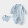 婴儿连体衣偏开宝宝新生儿无骨春秋纯棉哈衣送围嘴婴幼儿童装爬服 商品缩略图2
