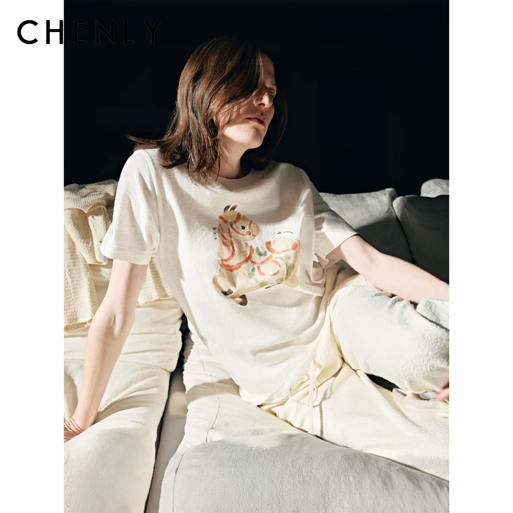 尘衣｜26SS东方彩陶本命五花马印花短袖