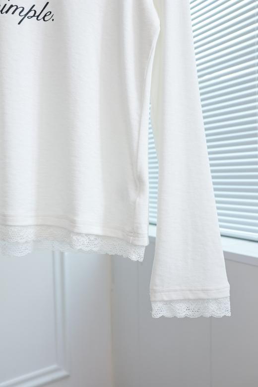 英文旋调|韩系蕾丝拼接T恤 商品图2