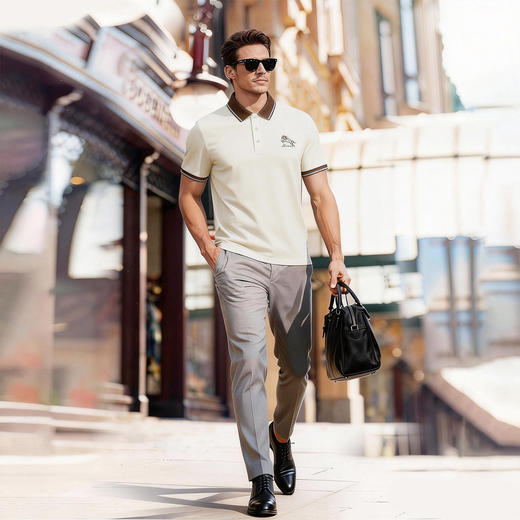 【桑蚕丝亚麻】【DG】大依优型大码男装夏季翻领POLO衫短袖上衣商务宽松休闲弹力T恤300斤 商品图1