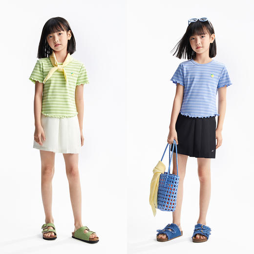 女童圆领短袖针织衫夏季新款安奈儿童装EG621713 商品图3